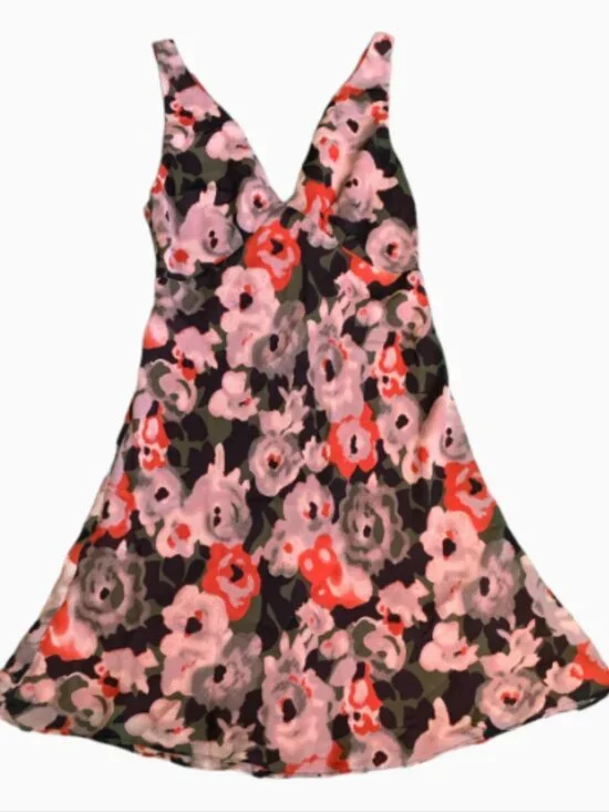 FOSSIL Floral Chiffon Sleeveless V-Neck Dress Sz 6 #219L - Picture 5 of 9